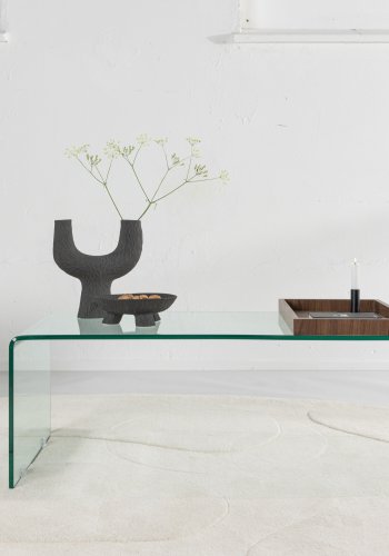 VENTURE DESIGN Telemark salongbord, m trebrett, rektangulrt - klart glass (110x50)