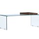 VENTURE DESIGN Telemark salongbord, m trebrett, rektangulrt - klart glass (110x50)