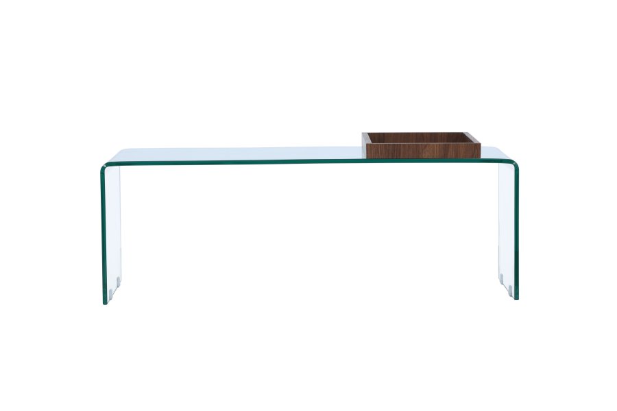 VENTURE DESIGN Telemark salongbord, m trebrett, rektangulrt - klart glass (110x50)