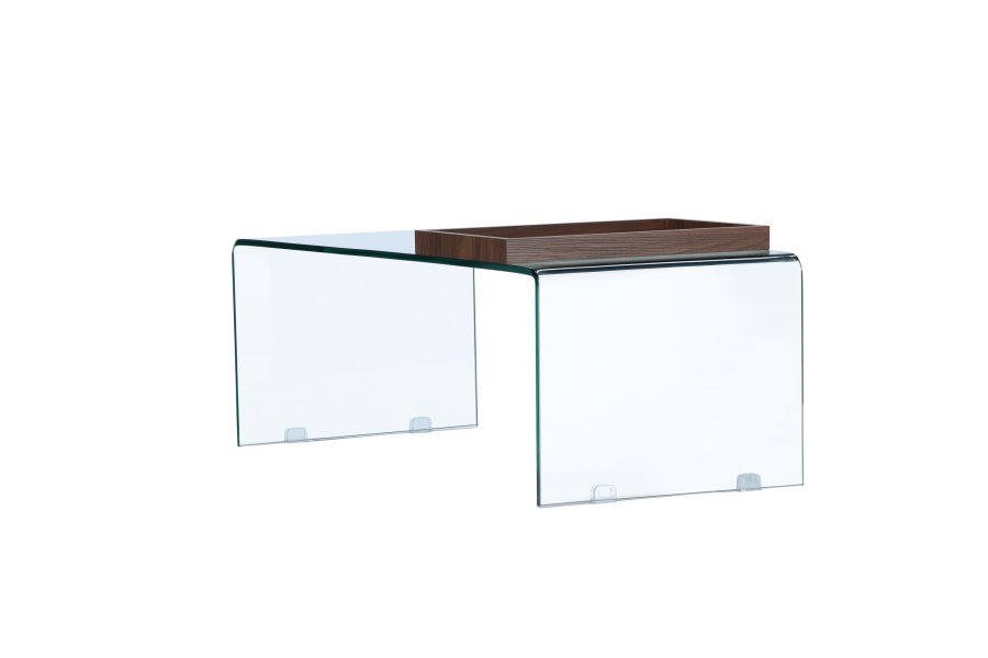 VENTURE DESIGN Telemark salongbord, m trebrett, rektangulrt - klart glass (110x50)