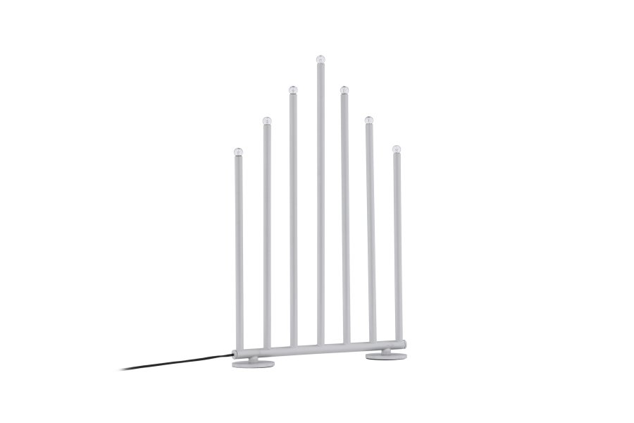 VENTURE DESIGN Björnfjället Tischleuchte, mit Dimmfunktion – mattsilberner Stahl (50cm)