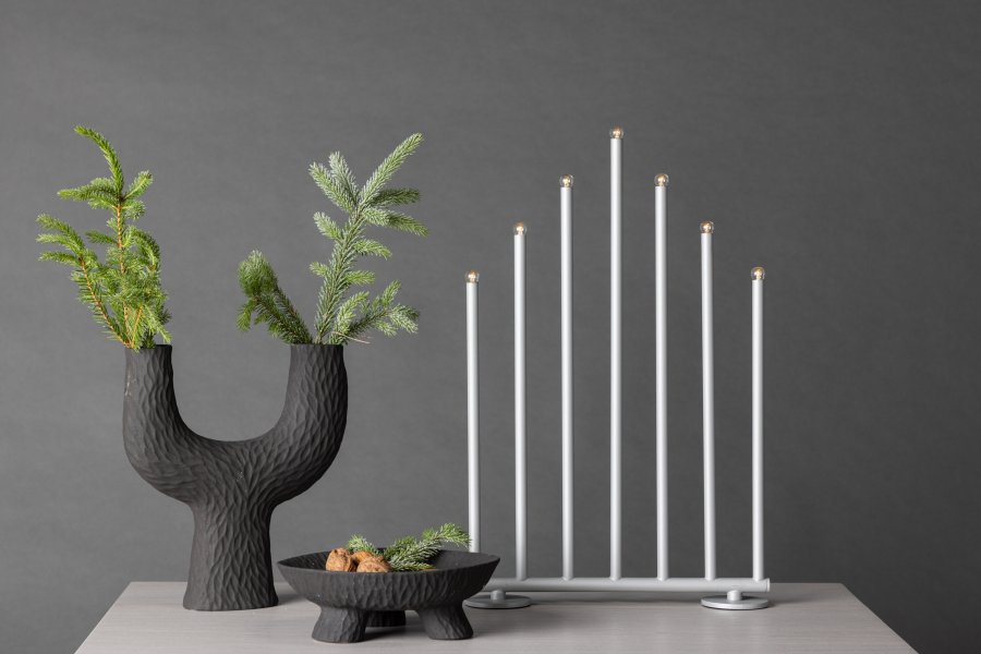VENTURE DESIGN Björnfjället Tischleuchte, mit Dimmfunktion – mattsilberner Stahl (50cm)