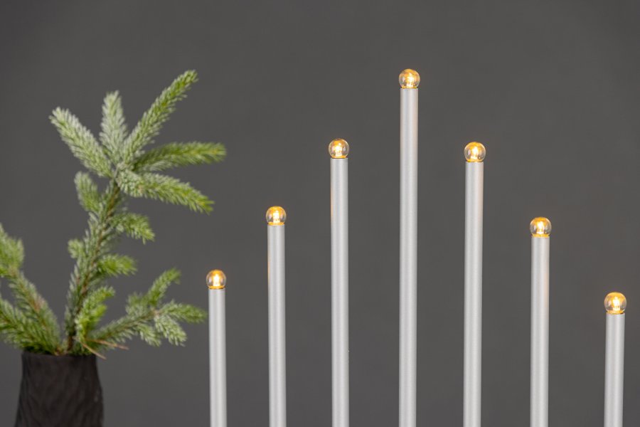 VENTURE DESIGN Björnfjället Tischleuchte, mit Dimmfunktion – mattsilberner Stahl (50cm)