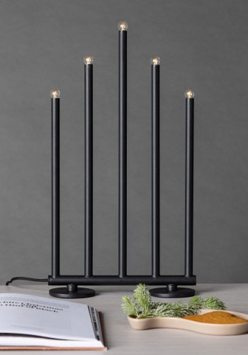 VENTURE DESIGN Björnfjället Tischleuchte, mit Dimmfunktion – mattschwarzer Stahl (40 cm)