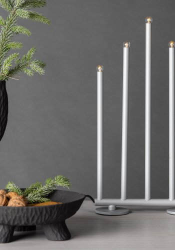 VENTURE DESIGN Björnfjället Tischleuchte, mit Dimmfunktion – mattsilberner Stahl (40cm)