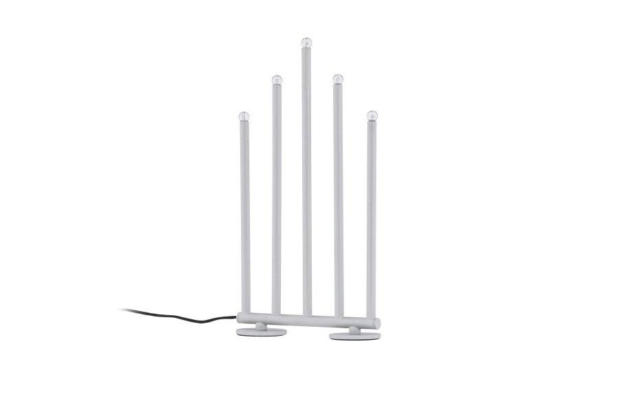 VENTURE DESIGN Björnfjället Tischleuchte, mit Dimmfunktion – mattsilberner Stahl (40cm)