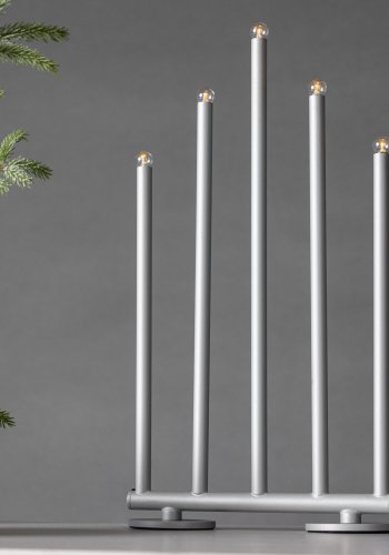 VENTURE DESIGN Björnfjället Tischleuchte, mit Dimmfunktion – mattsilberner Stahl (40cm)