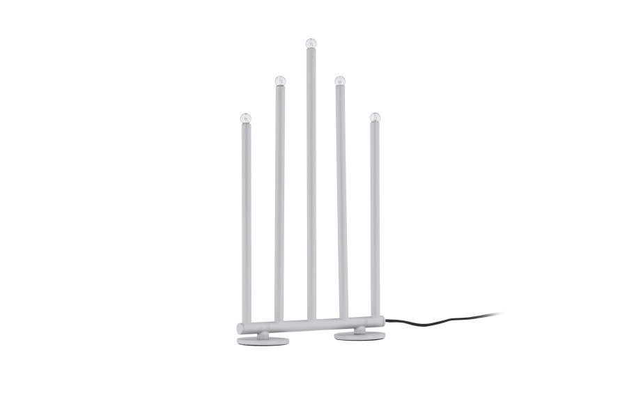 VENTURE DESIGN Björnfjället Tischleuchte, mit Dimmfunktion – mattsilberner Stahl (40cm)