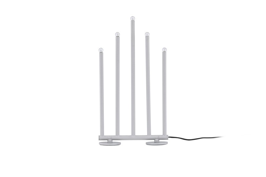 VENTURE DESIGN Björnfjället Tischleuchte, mit Dimmfunktion – mattsilberner Stahl (40cm)