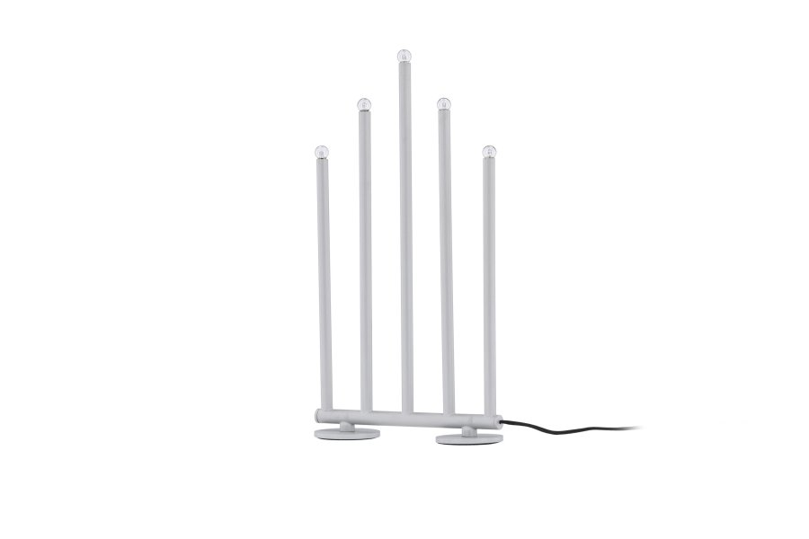 VENTURE DESIGN Björnfjället Tischleuchte, mit Dimmfunktion – mattsilberner Stahl (40cm)