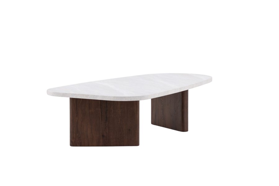 VENTURE DESIGN Grönvik Couchtisch – hellgraue Betonoptik und Mocca-MDF (130x65)