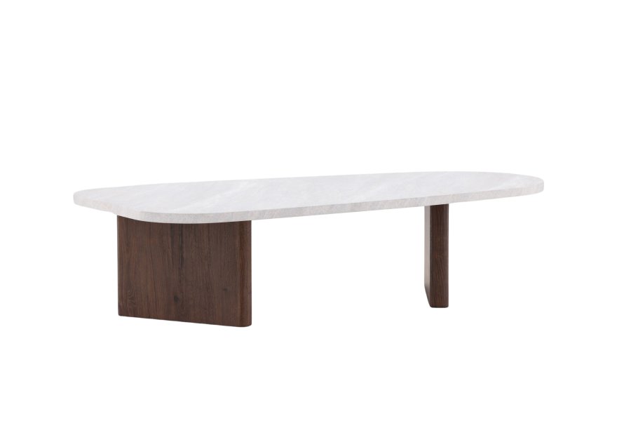 VENTURE DESIGN Grönvik Couchtisch – hellgraue Betonoptik und Mocca-MDF (130x65)