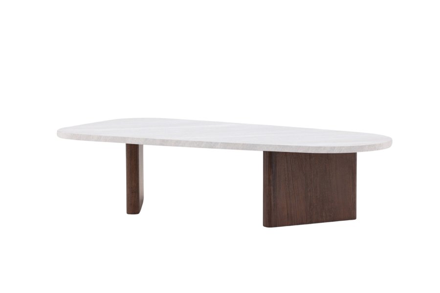 VENTURE DESIGN Grönvik Couchtisch – hellgraue Betonoptik und Mocca-MDF (130x65)