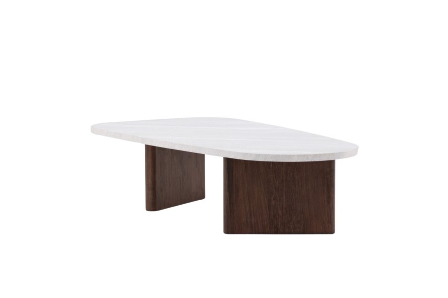 VENTURE DESIGN Grönvik Couchtisch – hellgraue Betonoptik und Mocca-MDF (130x65)