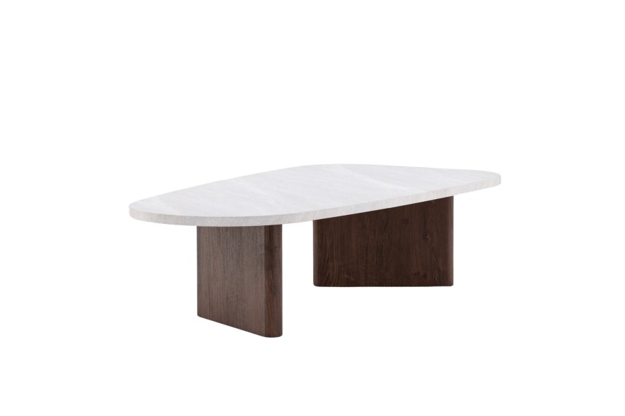 VENTURE DESIGN Grönvik Couchtisch – hellgraue Betonoptik und Mocca-MDF (130x65)