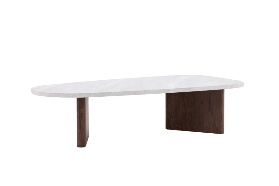 VENTURE DESIGN Grönvik Couchtisch – hellgraue Betonoptik und Mocca-MDF (130x65)