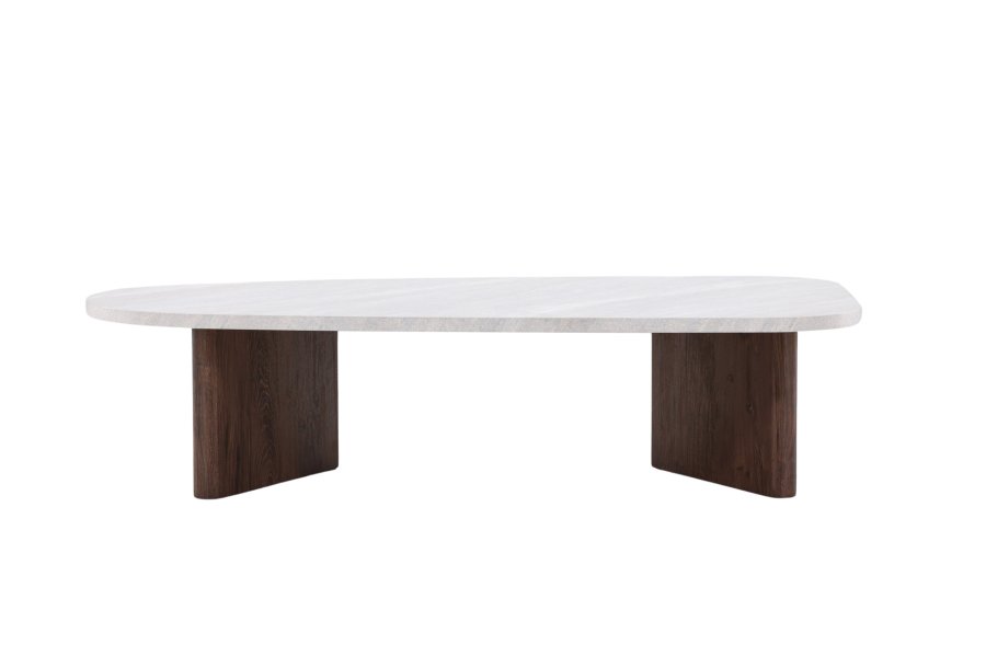 VENTURE DESIGN Grönvik Couchtisch – hellgraue Betonoptik und Mocca-MDF (130x65)