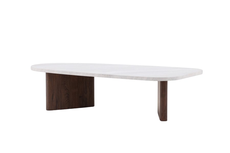 VENTURE DESIGN Grönvik Couchtisch – hellgraue Betonoptik und Mocca-MDF (130x65)