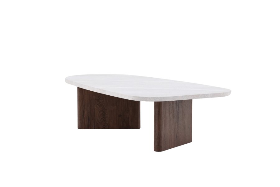 VENTURE DESIGN Grönvik Couchtisch – hellgraue Betonoptik und Mocca-MDF (130x65)