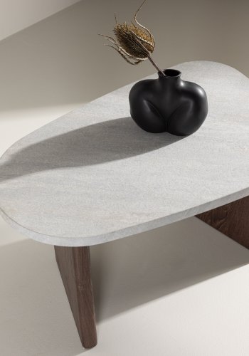 VENTURE DESIGN Grönvik sidebord - lysegr betonglook og mocca MDF (70x45)