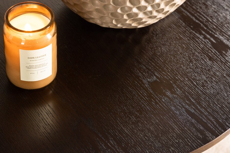 VENTURE DESIGN Bianca Couchtisch, rund – Mokkafurnier (80)