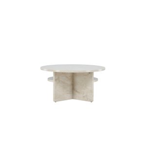 VENTURE DESIGN lesund soffbord, m. hylla, rund - beige marmorlook MDF (85)