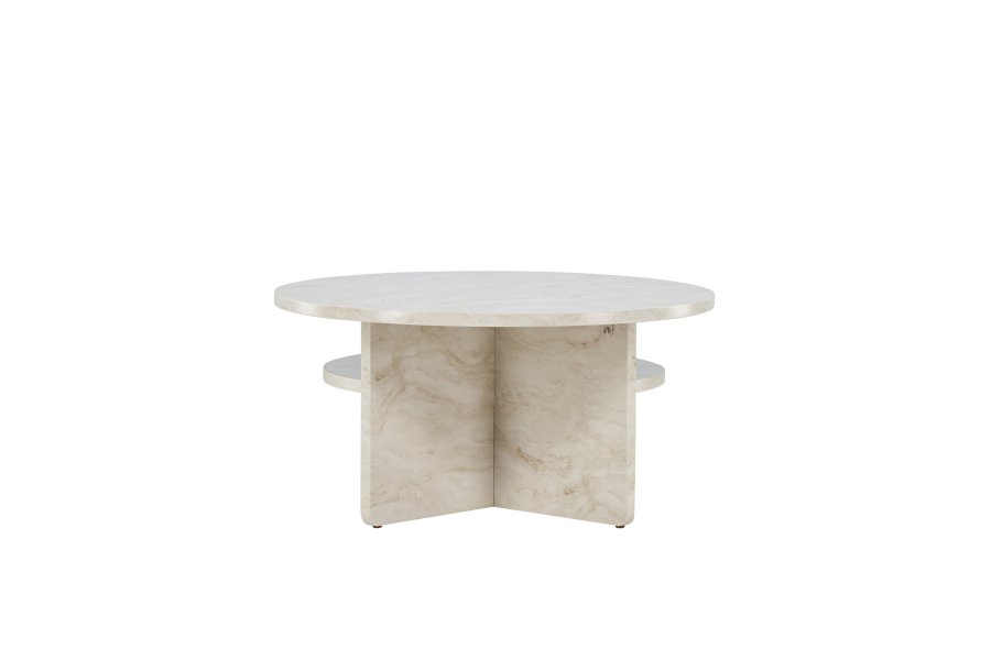 VENTURE DESIGN lesund salongbord, m. hylle, rund - beige marmorlook MDF (85)