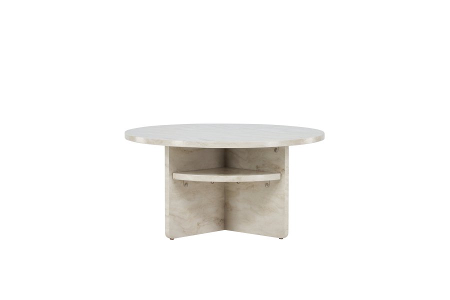 VENTURE DESIGN lesund salongbord, m. hylle, rund - beige marmorlook MDF (85)