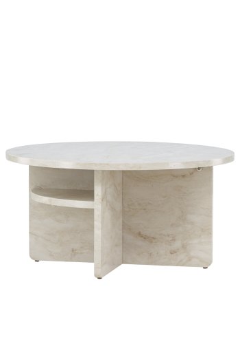 VENTURE DESIGN lesund salongbord, m. hylle, rund - beige marmorlook MDF (85)