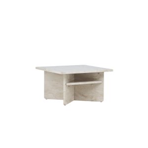 VENTURE DESIGN lesund soffbord, m. hylla, fyrkantig - beige marmorlook MDF (75x75)