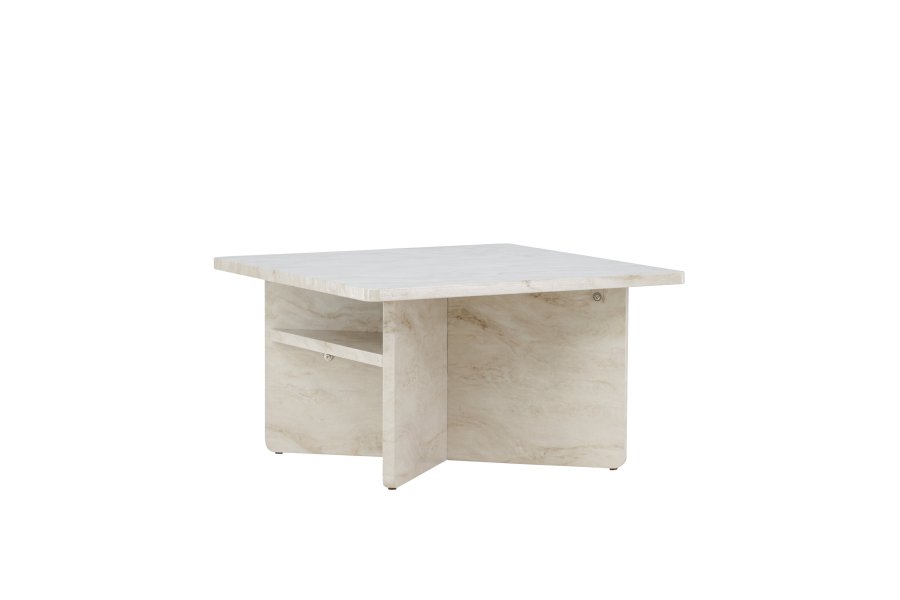 VENTURE DESIGN lesund salongbord, m. hylle, firkantet - beige marmorlook MDF (75x75)