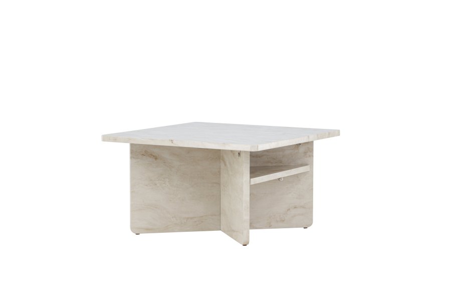 VENTURE DESIGN lesund salongbord, m. hylle, firkantet - beige marmorlook MDF (75x75)