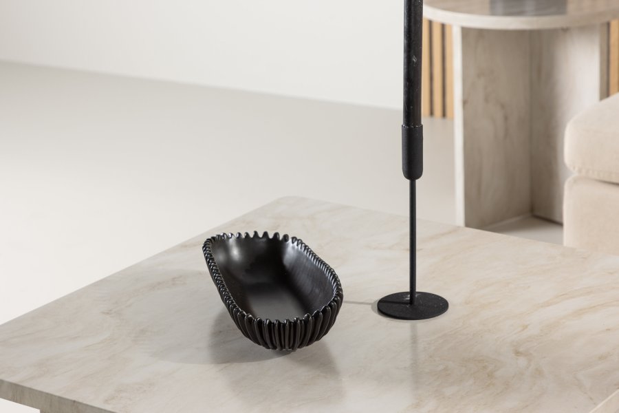 VENTURE DESIGN lesund salongbord, m. hylle, firkantet - beige marmorlook MDF (75x75)