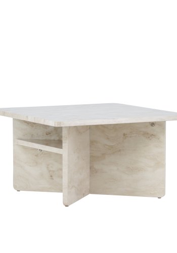 VENTURE DESIGN lesund salongbord, m. hylle, firkantet - beige marmorlook MDF (75x75)