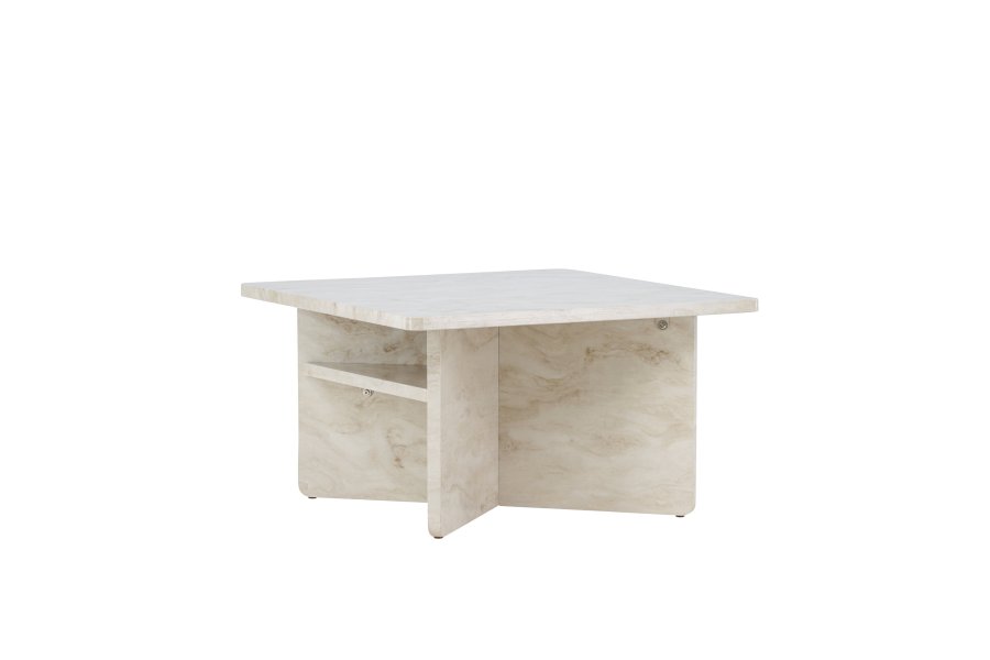 VENTURE DESIGN lesund salongbord, m. hylle, firkantet - beige marmorlook MDF (75x75)