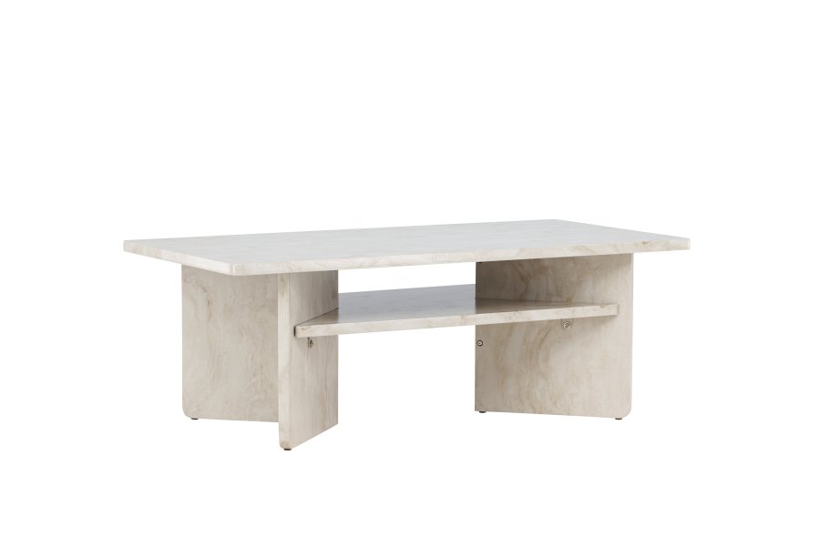 VENTURE DESIGN lesund salongbord, m. hylle, rektangulr - beige marmorlook MDF (120x60)