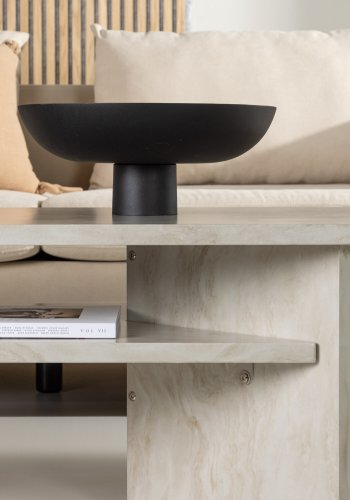 VENTURE DESIGN lesund salongbord, m. hylle, rektangulr - beige marmorlook MDF (120x60)