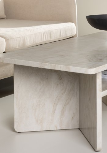 VENTURE DESIGN lesund salongbord, m. hylle, rektangulr - beige marmorlook MDF (120x60)