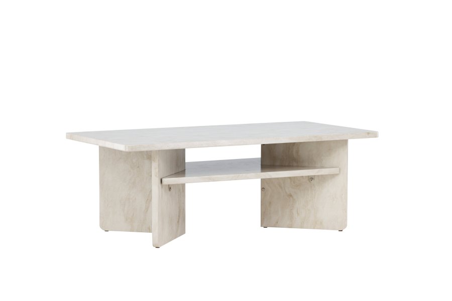 VENTURE DESIGN lesund salongbord, m. hylle, rektangulr - beige marmorlook MDF (120x60)