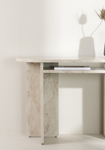 VENTURE DESIGN lesund konsollbord, m. 1 hylle - beige marmorlook MDF (120x40)