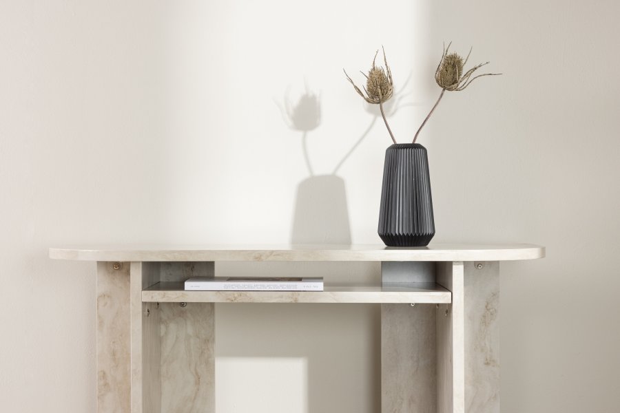 VENTURE DESIGN lesund konsollbord, m. 1 hylle - beige marmorlook MDF (120x40)