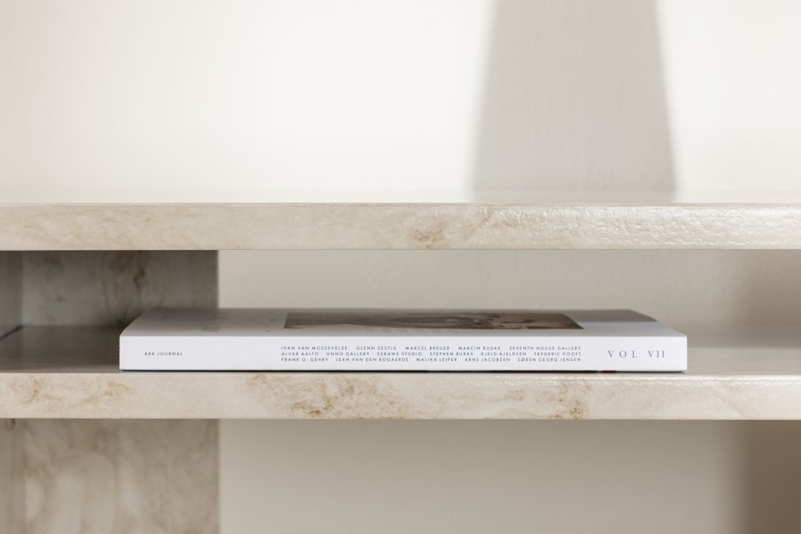 VENTURE DESIGN lesund konsollbord, m. 1 hylle - beige marmorlook MDF (120x40)