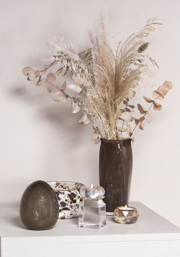 HOUSE OF SANDER Honeysuckle telysholder - klart og champagneglass (H:10)