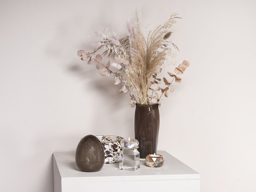 HOUSE OF SANDER Honeysuckle telysholder - klart og champagneglass (H:10)