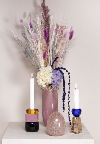 HOUSE OF SANDER Lily lysestake - rav/rosa/svart krystallglass