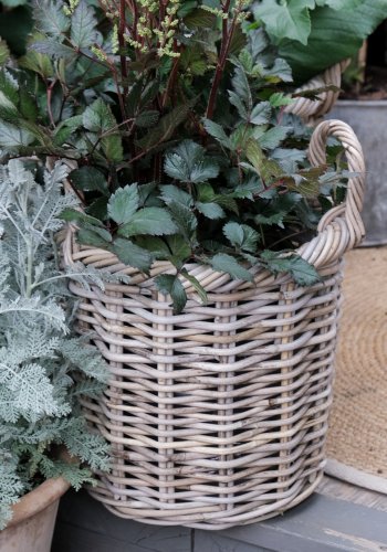 HOUSE NORDIC Gili kurv, rund - naturlig kuborotting (sett med 2)