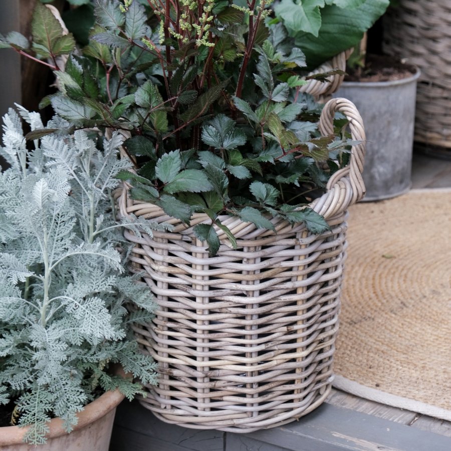 HOUSE NORDIC Gili kurv, rund - naturlig kuborotting (sett med 2)