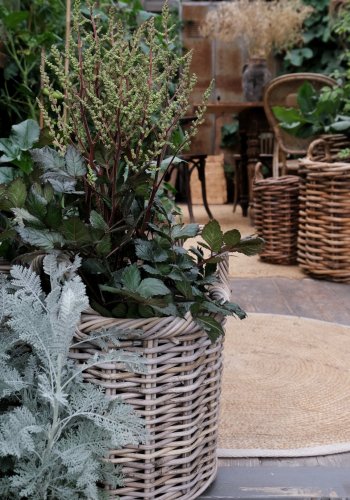 HOUSE NORDIC Gili kurv, rund - naturlig kuborotting (sett med 2)