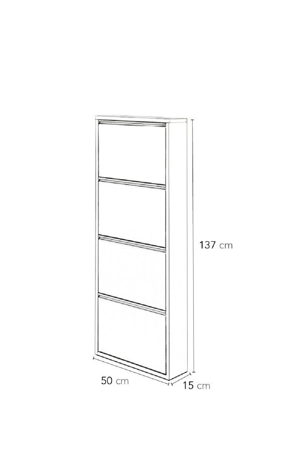 FUNZI LIVING GGMBAYK4001 Schuhschrank, m. 4 Türen - Weißmetall