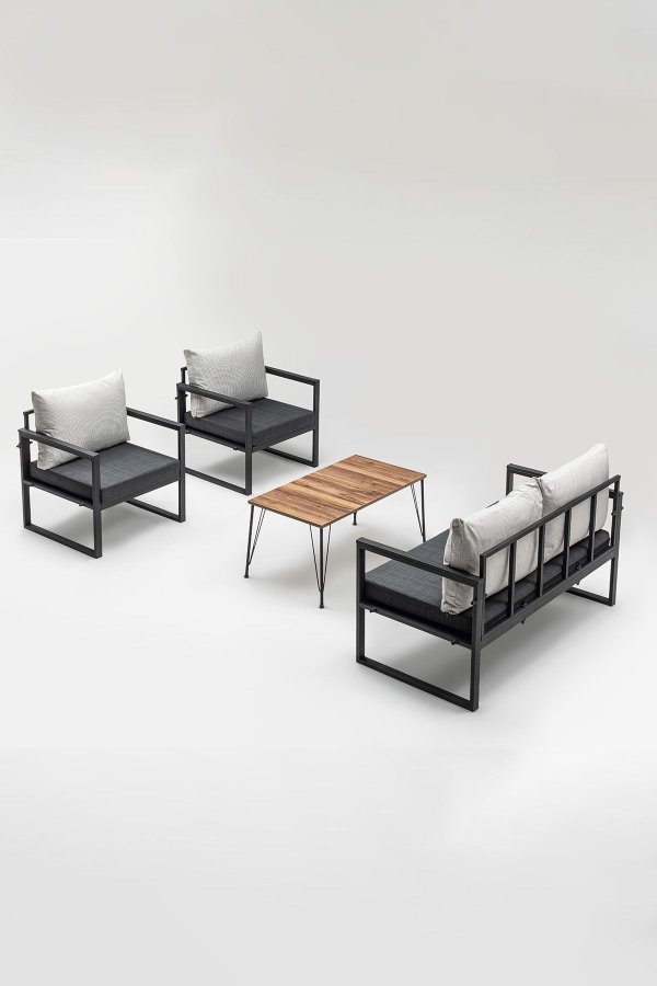 NORDVRK MTLKNP001 Hagesalongsett, antrasitt Svart 